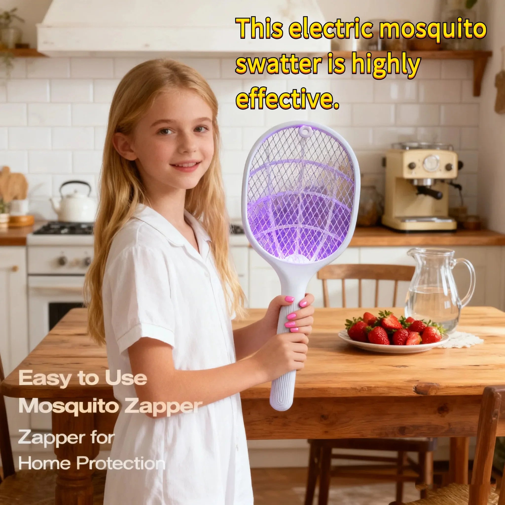 2-in-1 Electric Bug Zapper Racket — USB Rechargeable Mosquito Trap for Home & Camping