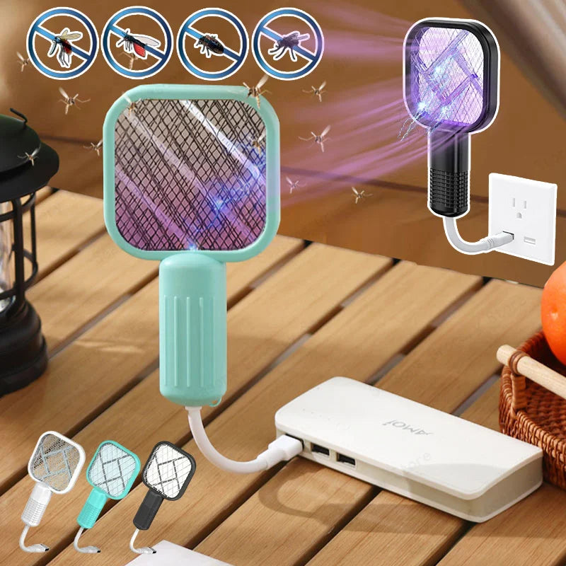 Electric Mosquito Swatter & UV Bug Zapper — USB Rechargeable Fly Killer for Bedroom