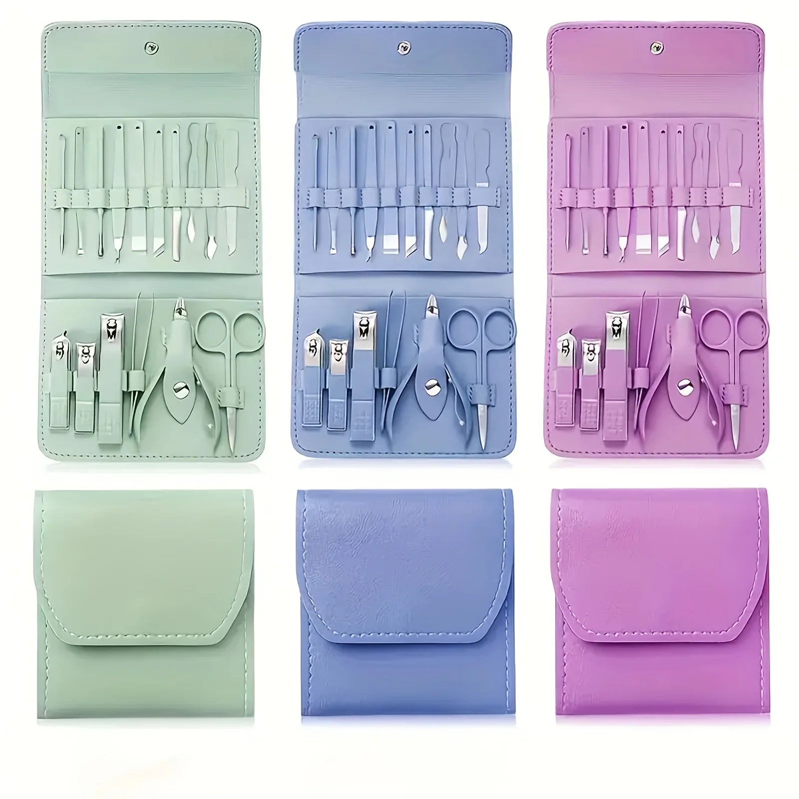 Professional Manicure Pedicure Kit — 16Pcs Stainless Steel Nail Care Set with Storage Bag