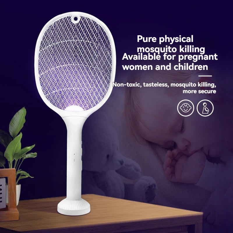 2-in-1 Electric Bug Zapper Racket — USB Rechargeable Mosquito Trap for Home & Camping
