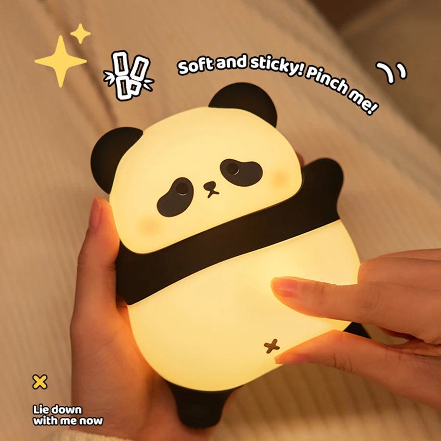 Cute Panda Night Light — USB Rechargeable LED Bedside Lamp for Kids with Timer