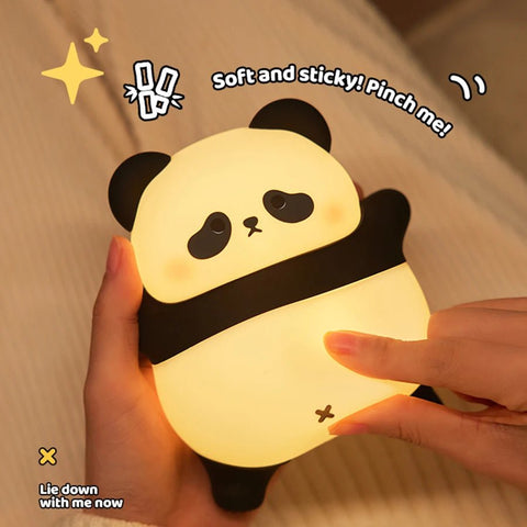 Cute Panda Night Light — USB Rechargeable LED Bedside Lamp for Kids with Timer