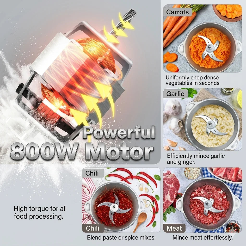 800W 3L Electric Meat Grinder | Multifunction Food Processor & Vegetable Chopper