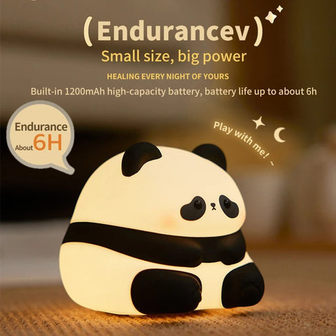 Cute Panda Night Light — USB Rechargeable LED Bedside Lamp for Kids with Timer