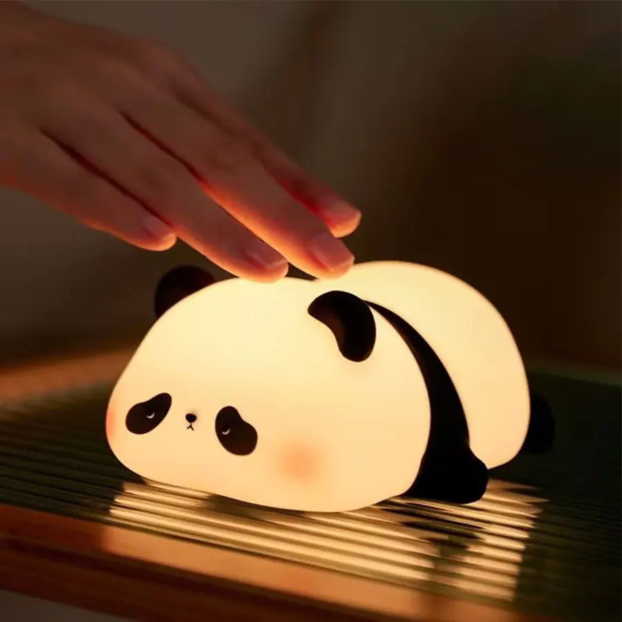 Cute Panda Night Light — USB Rechargeable LED Bedside Lamp for Kids with Timer