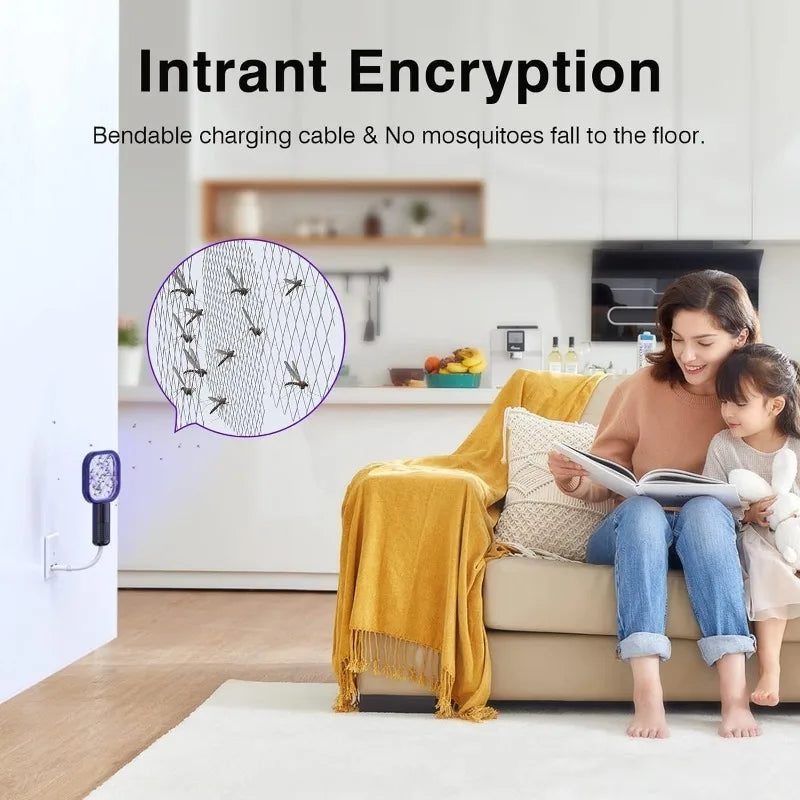 Electric Mosquito Swatter & UV Bug Zapper — USB Rechargeable Fly Killer for Bedroom